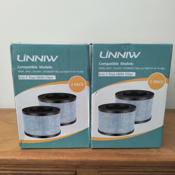(2) Boxes New LINNIW 4 In 1 True HEPA Filters 2 Pack - 4 Total Filters - Picture 2 of 4